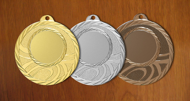 medal 50mm na wklejk� 25mm, br�zowy puchary statuetki medale